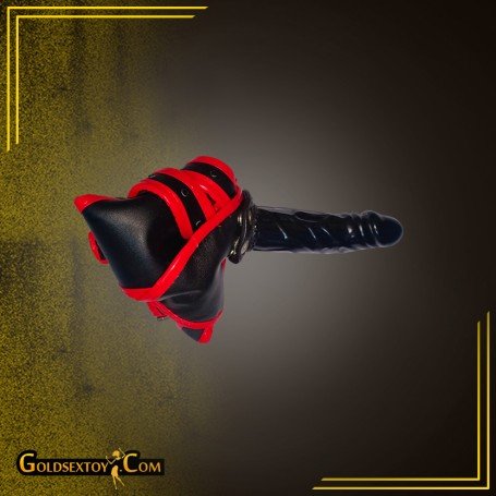 Black Red Edge Leather Harness Lesbian Strapon SO-025