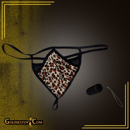 Leopard Grain Underwear Remote control vibrating t-back VP 002